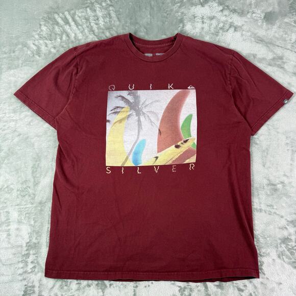 Quicksilver surfer surfboard red shirt men’s size XL y2k graphic shirt - Picture 1 of 7